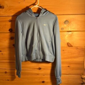 Women Nike small cropped zip up jacket blue